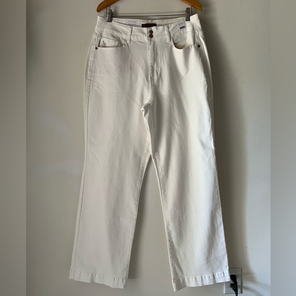 NEW JUDY BLUE High Waist wide Leg Jeans in White Stretch Sz 14W/16W